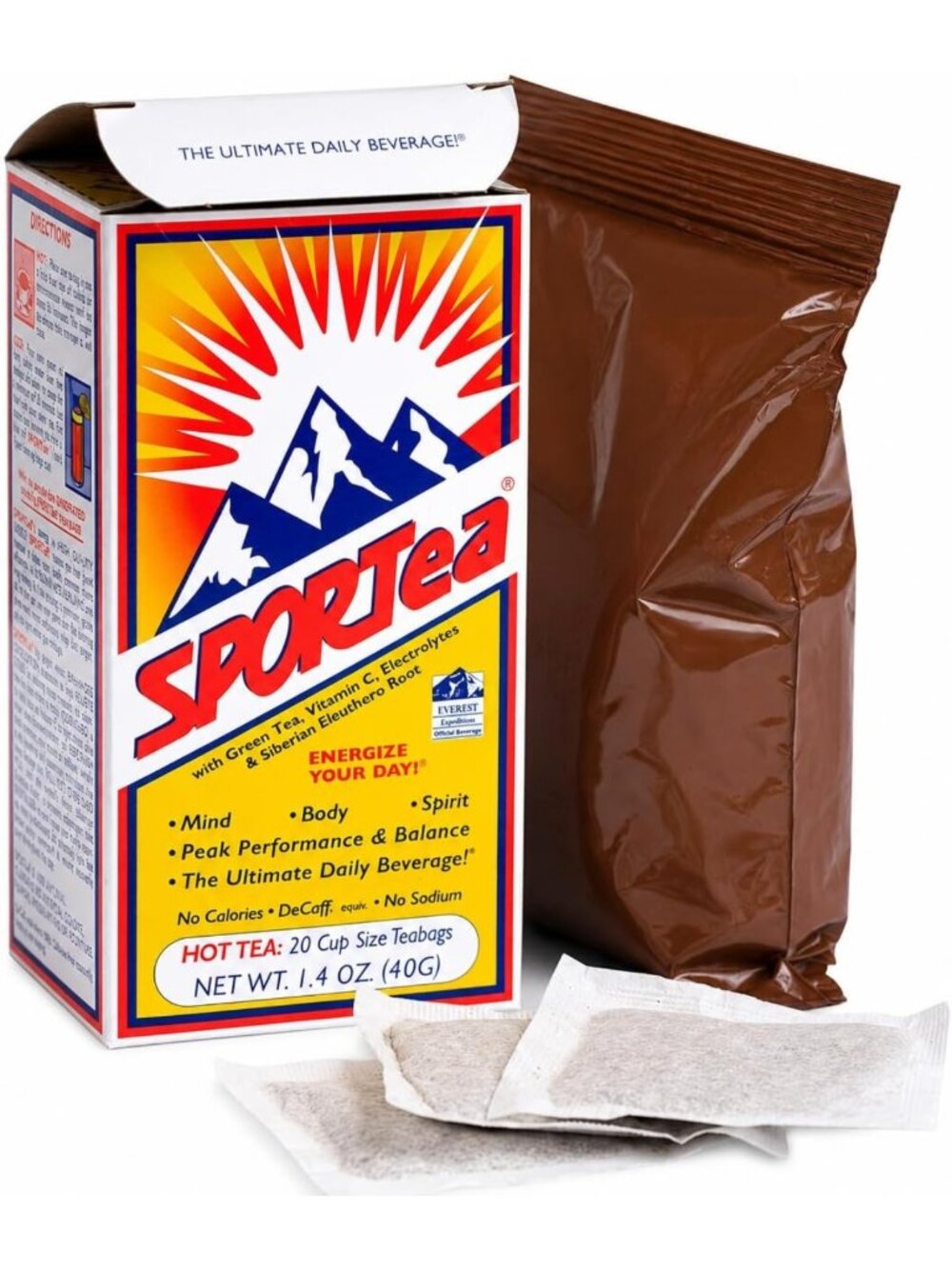 Energy-Boosting Hot Tea Bags for Hydration, Zero Sugar & Calories - 1 Pack